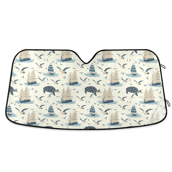 Ship Seagull Turtle Car Windshield Sun Shade Foldable Car Front Window Visor Heat and UV Protection 53x23.5