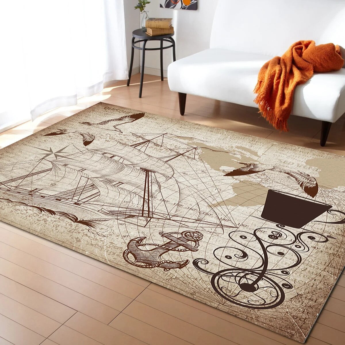 Ship Simple Nautical Carpets for Bed Room Modern Home Floor Large Rug