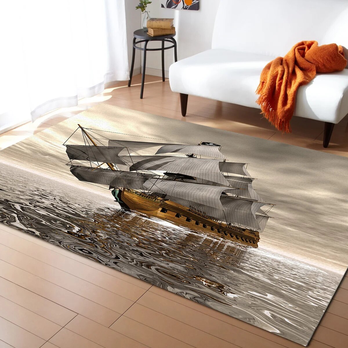 Ship Simple Nautical Carpets for Bed Room Modern Home Floor Large Rug