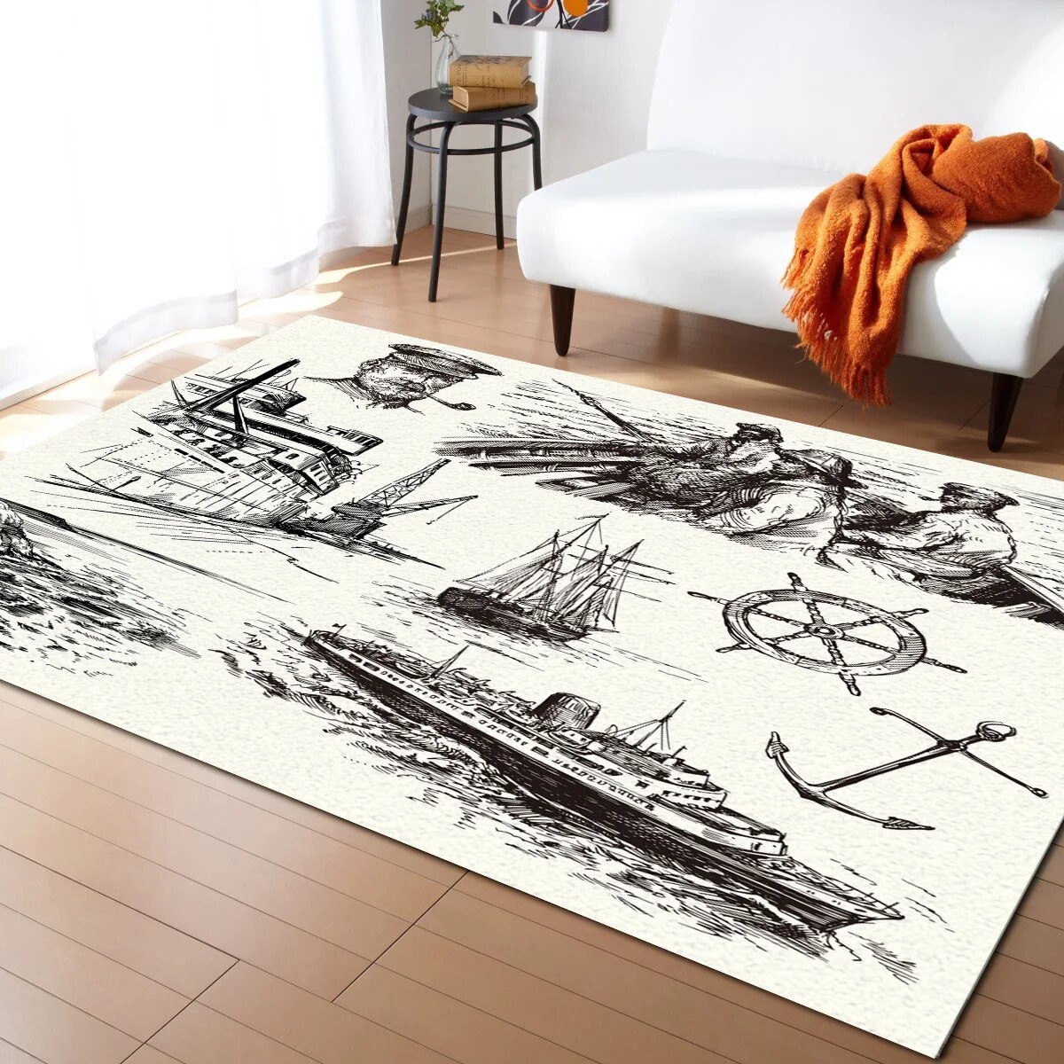 Ship Simple Nautical Carpets for Bed Room Modern Home Floor Large Rug