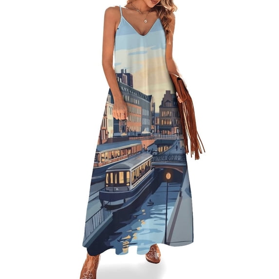 Ship Sleeveless Suspender Dress Summer Fashion Casual Long Dress