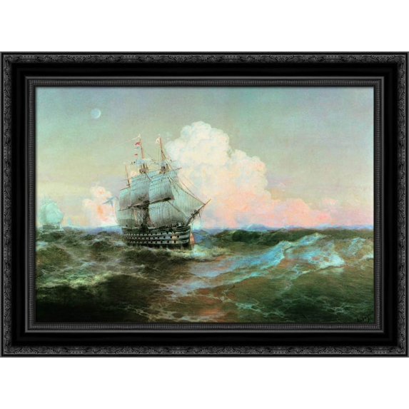 Ship Twelve Apostles 24x20 Black Ornate Wood Framed Canvas Art by Aivazovsky, Ivan
