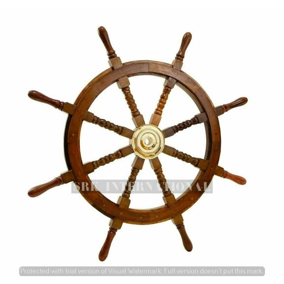 Ship Wheel Big Ship Steering Wheel Wooden Antique Teak Brass Nautical Pirate