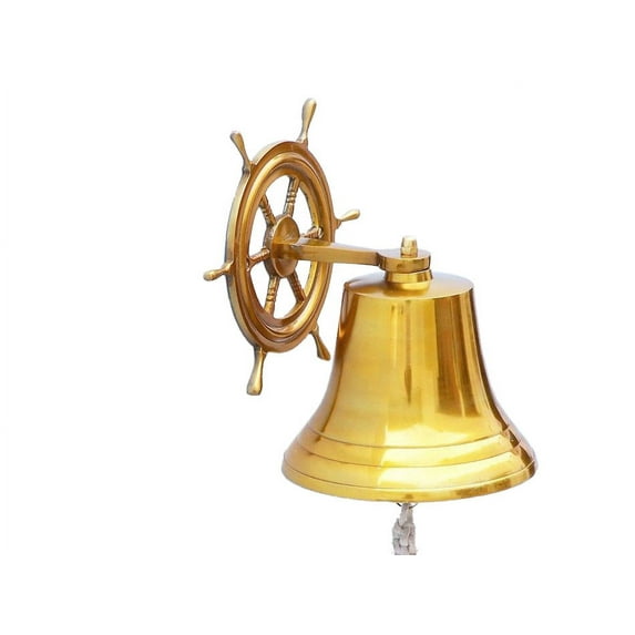 Ship Wheel Brass Bell 8" - Brass Bell - Nautical Brass Bell - Decorative Brass Bell - Nautical Decoration - Decorative Wheel