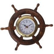 Ship Wheel Clock, 12" - Nautical Decor