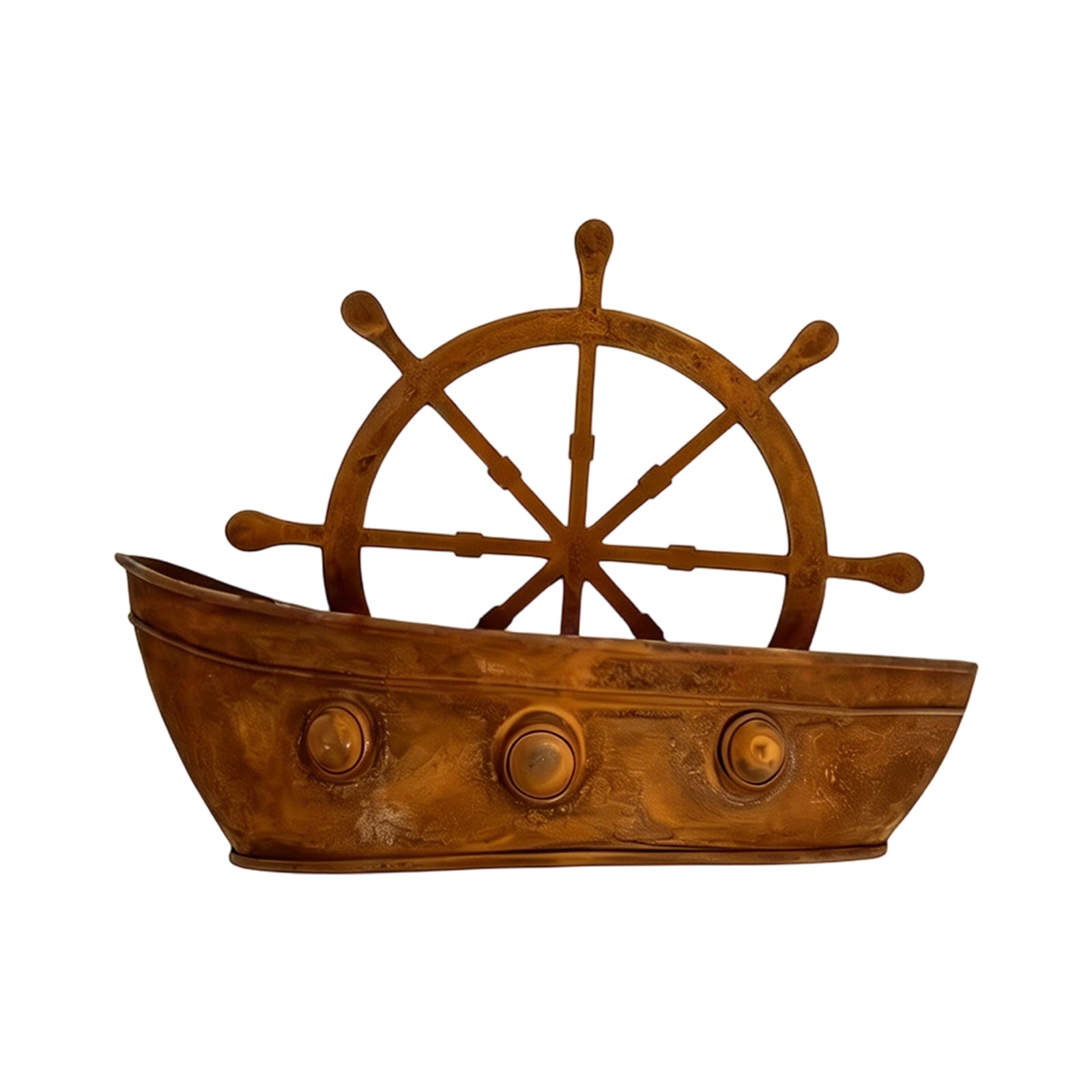 Ship Wheel Planter Vintage Boat Planter, Iron 22 x 17 cm Decorative ...