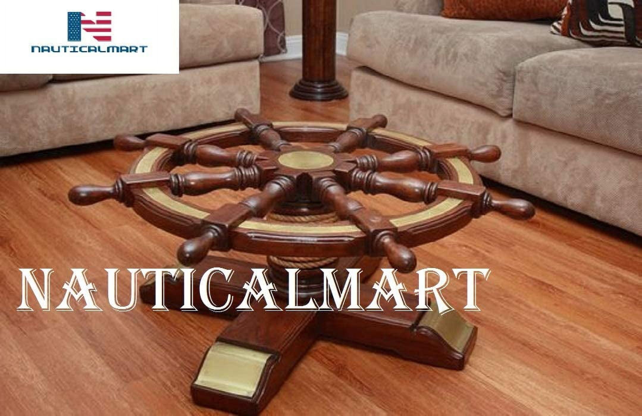 Ship Wheel Table Nautical Wooden Ship Wheel Coffee Table Glass 24