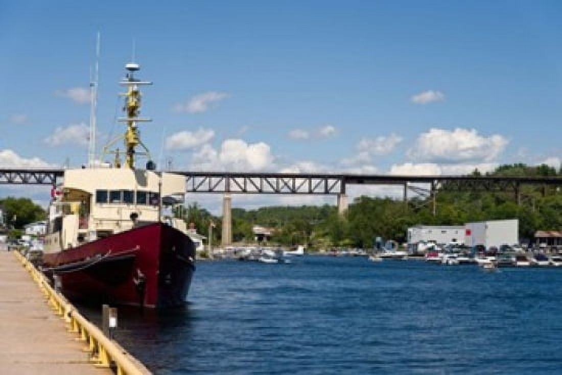 Ship at a harbor Parry Sound Harbor Parry Sound Ontario Canada Canvas Art - Panoramic Images (36 x 25)
