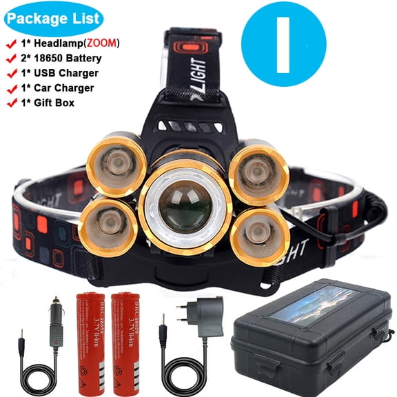 Ship from Russian Led Headlamp Head Lantern Flashlight Torch Lamp XM-L T6 18650 Battery Zoomable Headlight for Camping Fishing