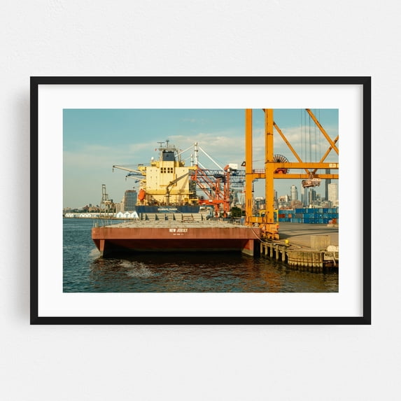 Ship in Red Hook, Brooklyn - Brooklyn New York Photography Black Framed Wall Art Print 20 x 30 inches