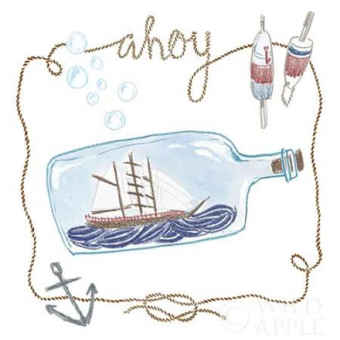Ship in a Bottle Ahoy Canvas Art - Sara Zieve Miller (24 x 24)
