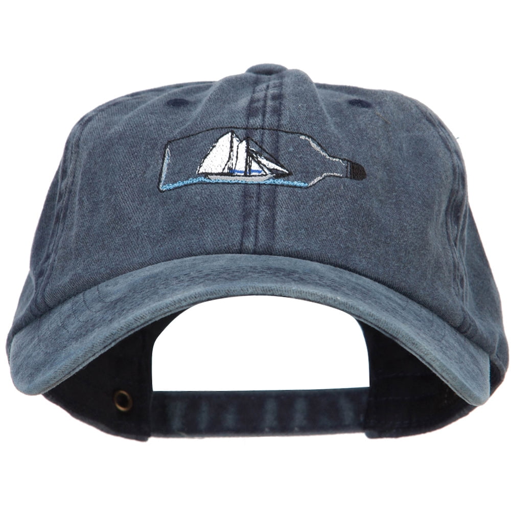 Ship in a Bottle Embroidered Washed Cotton Twill Cap - Navy OSFM ...