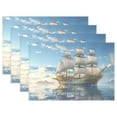 thumbnail image 1 of Ship on Sea 4 PCs Placemats Set Linen Non-Slip Table Mat Rectangular Washable for Dining Kitchen Party 12"x18", 1 of 8