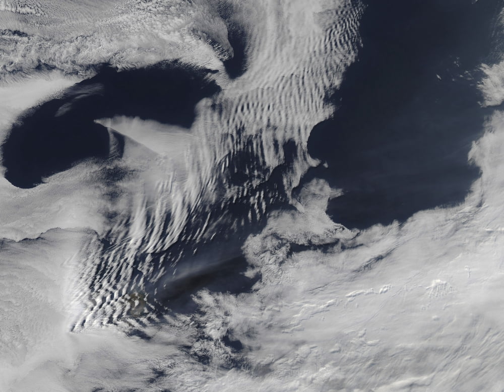 Ship-wave-shaped clouds in the South Indian Ocean Canvas Art - Stocktrek Images (32 x 25)