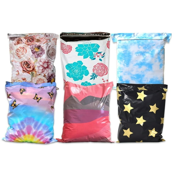 ShipNFun Durable Poly Desert Butterfly Clouds Stars Rose Fashion Mailers, 19"x24", Multicolor