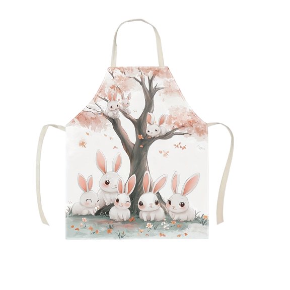Shipiny 26.77x21.65in Easter-themed Aprons with Bunny Print, Decorative and Festive Party Kitchen Cooking Aprons for Home Baking, Cleaning and Holiday Use, A