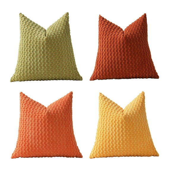 Shipiny 4 Pcs Soft Weave Pillowcases Set Standard Size, Breathable Face Friendly Pillow Shams, Decorative Weave Pillow Case Covers for Home Bedroom, Orange