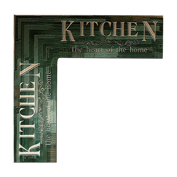 Shipiny 47.2x29.5x17.7in L-Shaped Printed Kitchen Mat, Non-Slip Absorbent Corner Floor Mat, Durable Decor Rug for Dining Area, Bathroom and Home, Green