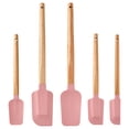 thumbnail image 1 of Shipiny 5-Piece Silicone Spatula Set With Wooden Handles, Heat Resistant Non-Stick Scraper Set For Baking Cooking And Mixing, Dishwasher Safe Kitchen Utensils, Pink, 1 of 7