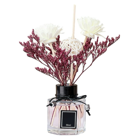 Shipiny 50ml Glass Flower Diffuser for Home Decor, Long Lasting Bathroom Fresheners, Aroma Oil Diffuser for Bathroom Bedroom and Home Fragrance Decor, A