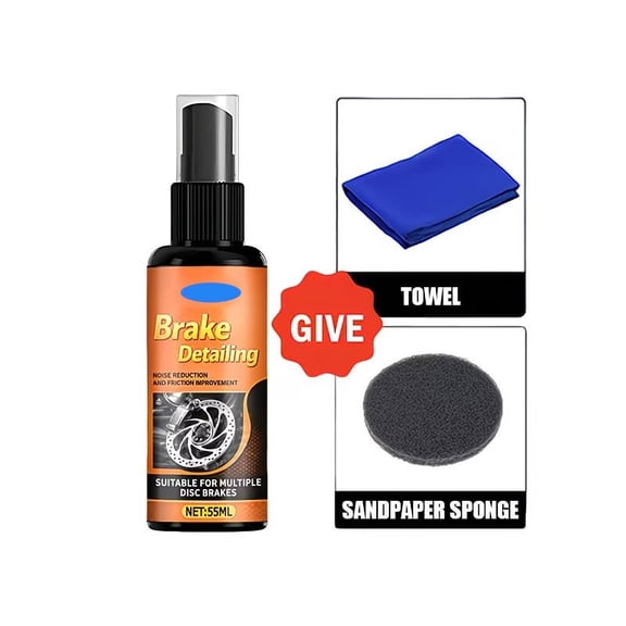 Shipiny 55ml Brake Disc Lubricant And Rust Remover Kit With Sponge And Towel, Anti-Rust Anti-Squeak Maintenance Spray For Auto Brake System Cleaning And Care, Orange