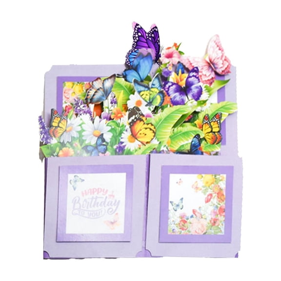 Shipiny 6.3x6.9 Inch Flower Greeting Card with Envelopes, Premium Thank You Note Card for Birthday, Mother’s Day Gift, Anniversary Keepsake, Purple