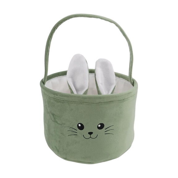 Shipiny 9.05x5.51in Easter Velvet Gift Basket, Soft Fabric Candy Storage Bag, Portable Handheld Basket for Festival, Wedding and Gift Wrapping, Green