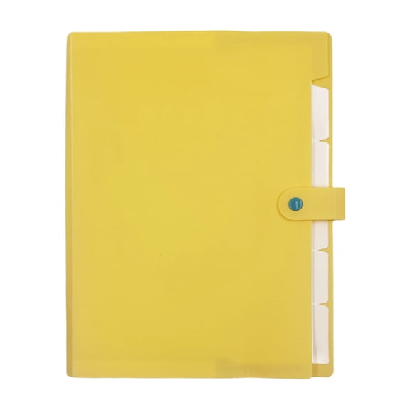 Shipiny A4 Plastic Button Organizer Folder, Sturdy Document Storage File for Office Or Home, Lightweight Data Folder with Easy Snap Closure, 12.2x9.06 Inches, Yellow