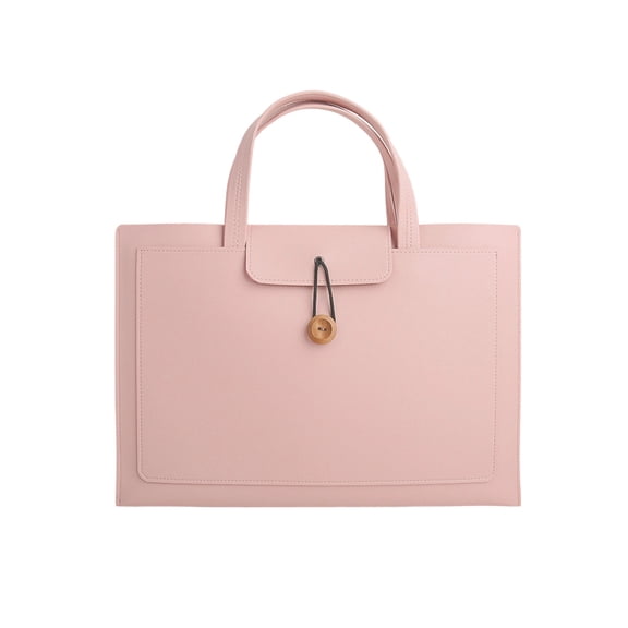 Shipiny A4 Waterproof Leather File Folder, Document Storage Case with Removable Hand Strap, Portable File Bag Document Holder Pouch, Pink