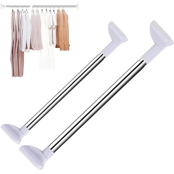 Shipiny Adjustable Drill-Free Telescopic Tension Rod, Heavy Duty Stainless Steel Hanging Rod, No-Damage Install for Clothes Curtains Bathroom Wardrobe, B