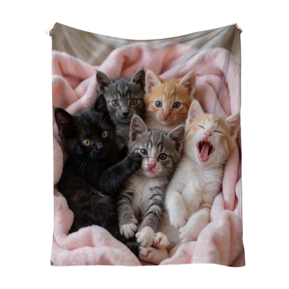 Shipiny Adorable Pet 3D Digital Heat Transfer Flannel Blanket, Cute Animal Print Lunch Break Blanket, Soft Warm Nap Throw, Office Home School Cozy Blanket, S