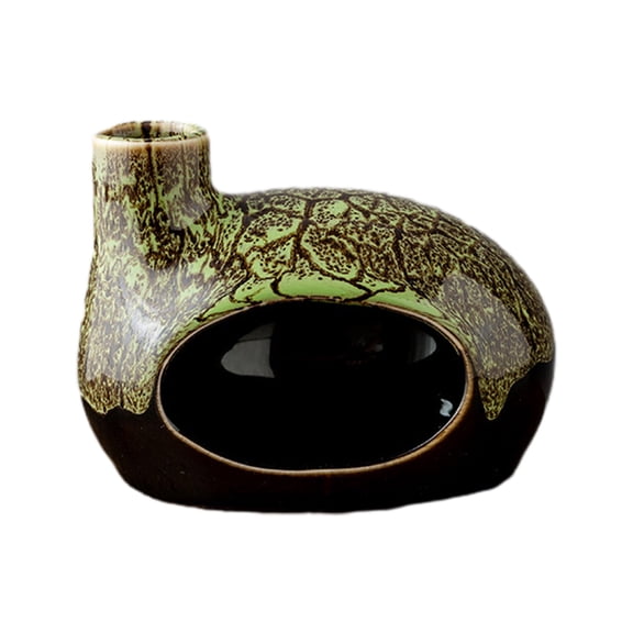 Shipiny Artisanal Ceramic Palo Santo Holder with Ash Catcher and Chimney Design, Safe and Stylish Incense Burner for Home, Bedroom and Living Room Aromatherapy Decoration, Green