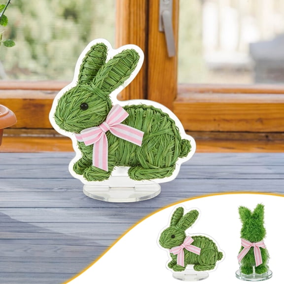 Shipiny Blue Hydrangea Easter Bunny Decor 20cm, 2D Artificial Floral Bunny Figurine With Bow, Lovely Spring Easter Tabletop Ornament For Home And Festival, B