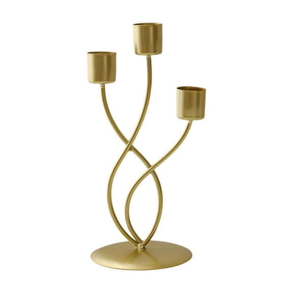 Shipiny Candlelight Dinner Decor Set with 3-Head Bent Candle Holder, Romantic Design for Home Table Decoration, Elegant & Warm Ambience Light for Wedding, Dating and Festival Celebrations., Gold