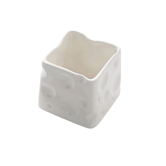 Shipiny Ceramic Cheese Storage Jar High Appearance Desktop Organizer Pen Container and Cosmetic Storage Container, Home Decorations, Household Items, White#1