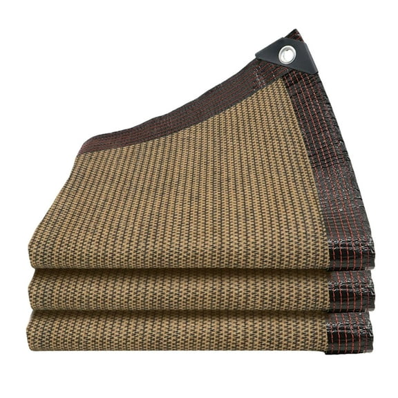 Shipiny Coffee Brown Perforated Shade Net, Privacy & Sun Protection Mesh for Courtyard & Balcony, Durable Sunscreen Net for Outdoor Shading & Wind Blocking, A