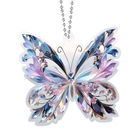 Shipiny Crystal Butterfly acrylic pendant, shiny and delicate ornament for home, window, party and DIY craft decoration, lightweight and beautiful for daily and festival use., Purple