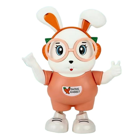 Shipiny Cute Bunny Electric Singing Dancing Robot, Flashing Light, Soft Music & Projection, Adorable Shape, Easy to Operate, Ideal for Leisure & Interactive Play, Pink