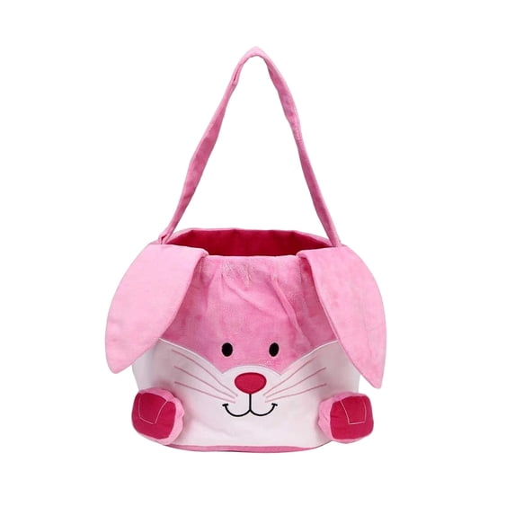 Shipiny Cute Easter Basket, Bunny Ear Gift Bag Decor, Lovely Handmade Basket for Party Favors and Small Item Storage, Pink