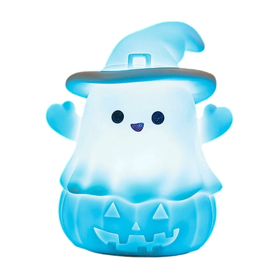 Shipiny Cute Pumpkin Ghost LED Night Light, 7 Color Changing Rechargeable Silicone Lamp for Halloween Decor, Kids Bedroom Nursery Bedside, Holiday Gift, Blue
