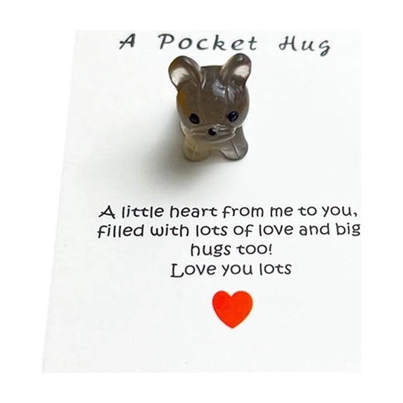 Shipiny Cute Resin Pocket Card Small Doggy Series Decorative Gift Card, Mini Lovely Craft for Gift Giving and Collection, Dark Gray