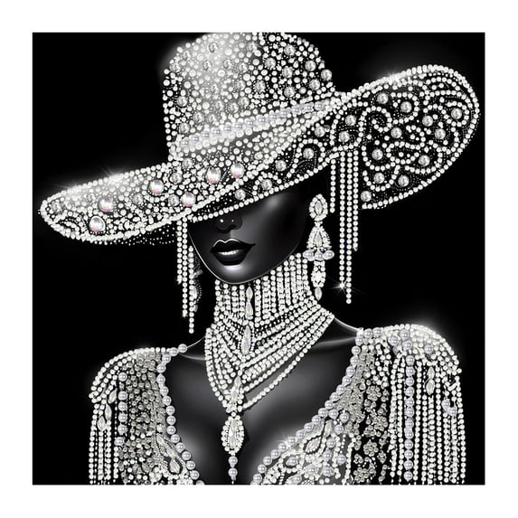 Shipiny DIY Diamond Painting Kit for Adults Featuring Elegant Lady Portrait, Shiny Rhinestones on High Quality Canvas, Full Partial Drill for Bedroom Living Room Wall Art, E