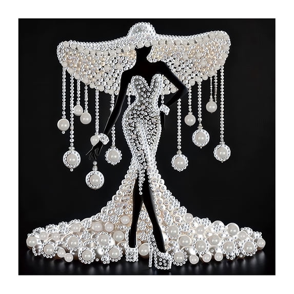 Shipiny DIY Diamond Painting Kit for Adults Featuring Elegant Lady Portrait, Shiny Rhinestones on High Quality Canvas, Full Partial Drill for Bedroom Living Room Wall Art, H