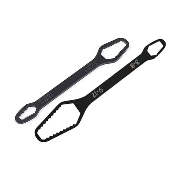 Shipiny Double Head Wrench Set 2 Pieces, Chrome Vanadium Steel Forged, 8-13mm and 14-22mm Range, Mirror Polished for Auto Motorcycle Industrial Maintenance, Black
