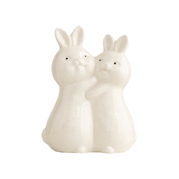 Shipiny Easter Bunny Ceramic Embrace Belly Bunny Statue, Adorable Home ...