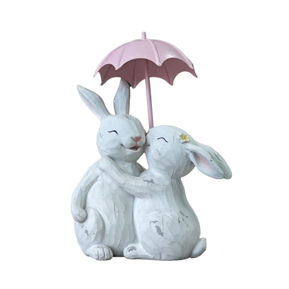 Shipiny Easter Bunny Resin Statue Outdoor Garden Decor, Hand-Painted Spring Rabbit Figurine, Weatherproof Craft for Yard Lawn Patio Path Art Decoration, White