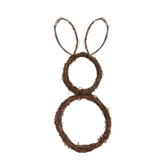 Shipiny Easter Bunny Vines Party Hanging Decorations, Rural Bunny Shape Wreath with Natural Vines Hoops, Wall & Door Spring Holiday Decor for Home Easter Party, L