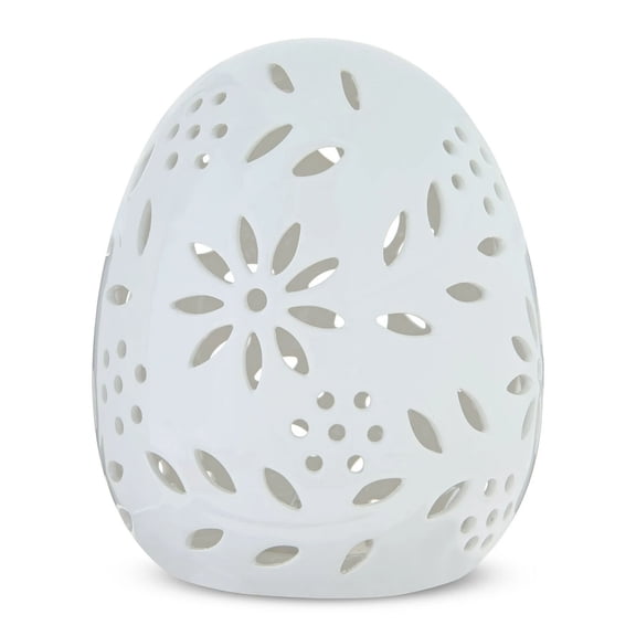 Shipiny Easter Egg Resin Lampshade Cutout Floral Decorative Shade White Egg-Shaped Cover For Spring Easter Home Decor Bedroom Living Room Table Lamp Ornament, As Shown