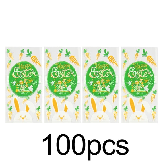 Shipiny Easter Party Transparent OPP Plastic Candy Bag, Cute Rabbit Egg Pattern Snack Packaging Bag, Clear Treat Bag for Easter Holiday Party Favor & Gift Wrapping, N