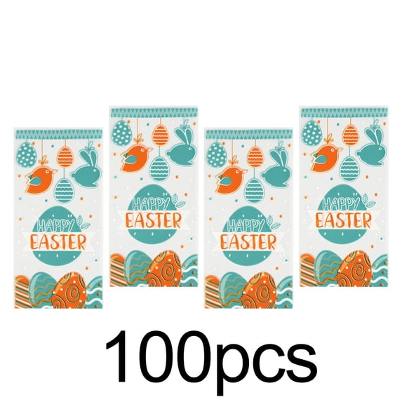 Shipiny Easter Party Transparent OPP Plastic Candy Bag, Cute Rabbit Egg Pattern Snack Packaging Bag, Clear Treat Bag for Easter Holiday Party Favor & Gift Wrapping, K